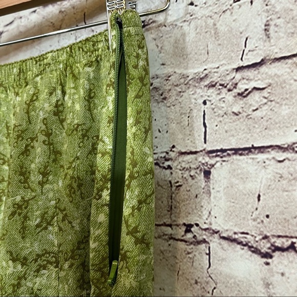 J. Jill 2pc Set Green Floral Sleeveless Blouse & Skirt Rayon Mid Length - Picture 8 of 15